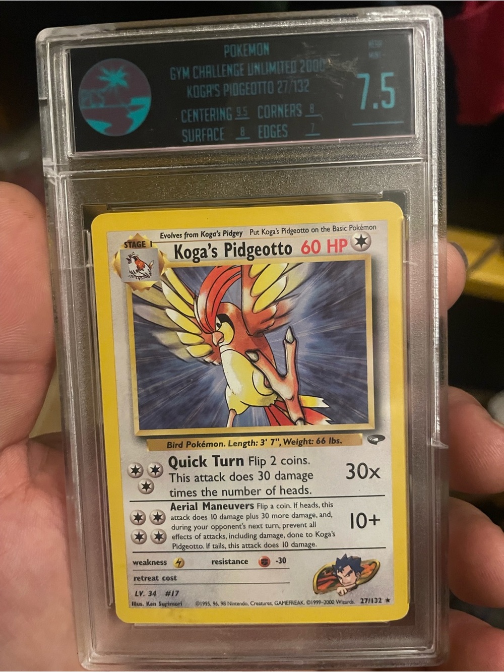 Pokemon Koga's Pidgeotto Yellow Border Trading Card